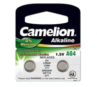 Camelion 12000204 Pack de 2 Piles Bouton Alkaline AG4/LR66/LR626/377 1,5 V