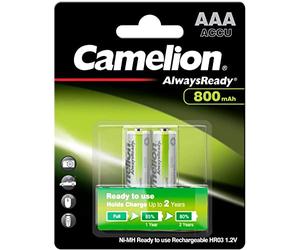 Camelion 17408203 Pack de 2 Piles rechargeables Always Ready NiMH HR03 AAA 800 mAh