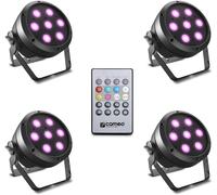 Cameo ROOT® PAR 4 SET 1 - Set composé de 4 x CLROOTPAR4 avec télécommande infrarouge - Projecteurs PAR LED