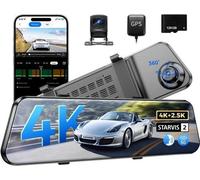 Caméra avant et arrière – Double caméra – Objectif grand angle – Vision nocturne – Détecteur de mouvement – Mode stationnement – Enregistrement en boucle – Compatible avec les cartes SD