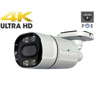Caméra bullet PoE, 8 MP, 4K, audio, boîtier métallique, vision nocturne en couleur, sirène