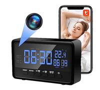 Caméra Cachée Wi-Fi, Mini Caméra Espion Cachée, Micro Caméra Cachée | Caméra Cachée Réveil, WiFi 2,4 et 5 GHz, 2 en 1, Vision Nocturne, Détection de Mouvement, Application Tuya