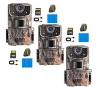 Caméra de chasse 2K 36 MP avec vision nocturne, écran HD 2,0 pouces, étanche IP66, avec détecteur de mouvement, caméra de surveillance animalière, carte de 32 Go incluse (lot de 3)