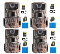 Caméra de chasse 2K 36 MP avec vision nocturne, écran HD 2,0 pouces, étanche IP66, avec détecteur de mouvement, caméra de surveillance des animaux, carte de 32 Go incluse (lot de 4)