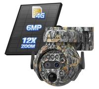 Caméra de chasse 4G - Caméra sans fil avec carte SIM - 360° PTZ - 6 MP - Camouflage