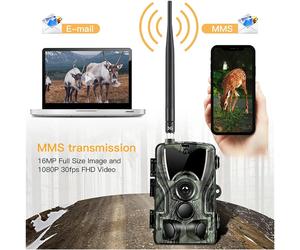 Caméra de chasse 4G étanche pour extérieur avec emplacement pour carte SIM, vision nocturne 20MP 940nm, pour la faune, la chasse, la sécurité du jardin, piège photo