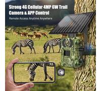 Caméra de chasse 4G-SIM - Caméra de surveillance pour la chasse - 4 MP - Vision nocturne - Batterie 7800 mAh avec panneau solaire 4W en option - Étanchéité IP66 - Détecteur PIR 0,2 s - Bande 4G europé