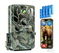 Caméra de chasse 4K 48 MP avec application de transfert vers téléphone portable Caméra de chasse WiFi Bluetooth avec détecteur de mouvement Vision nocturne Grand angle 120 ° Caméra de chasse IP66 étan
