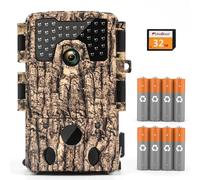 Caméra de chasse 4K 48 MP avec application de transmission sur smartphone, détecteur de mouvement et vision nocturne, angle de couverture de 120°, livrée avec une carte SD de 32 Go et 8 piles, étanche