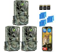 Caméra de chasse 4K avec application de transmission sur smartphone, caméra de chasse Wi-Fi avec détecteur de mouvement, vision nocturne, étanche, déclenchement en 0,5 seconde, carte SD 32 Go incluse,