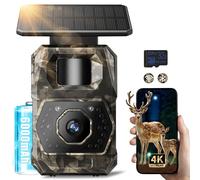 Caméra de chasse piège photographique - Caméra de surveillance - 64 MP - 4K - Panneau solaire et batterie 6000 mAh
