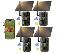 Caméra de chasse solaire Usogood 4G LTE avec application de transmission sur smartphone, carte SIM, résolution 2K, détecteur de mouvement, vision nocturne, étanche, GPS, lot de 4