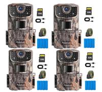Caméra de chasse Usogood 2K 36 MP avec vision nocturne, écran HD 2 pouces, étanche, avec détecteur de mouvement, caméra de surveillance des animaux, carte de 32 Go incluse, lot de 4