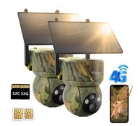 Caméra de chasse usogood 4G LTE à énergie solaire 360° 2K avec carte SIM et carte mémoire de 32 Go, application de transmission sur mobile, étanche, batterie 7800 mAh, lot de 2