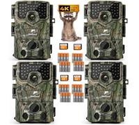 Caméra de chasse Usogood 4K, caméra de surveillance de la faune sauvage 48 MP Full HD avec détecteur de mouvement, vision nocturne, temps de déclenchement de 0,3 s, caméra infrarouge avec 32 Go, 4 piè