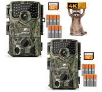 Caméra de chasse Usogood 4K, caméra pour animaux sauvages 48 MP, Full HD, avec détecteur de mouvement, vision nocturne, temps de déclenchement de 0,3 s, caméra infrarouge, 32 Go, lot de 2