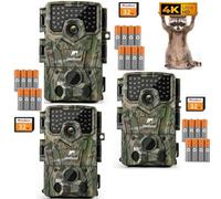 Caméra de chasse Usogood 4K, caméra pour animaux sauvages 48 MP, Full HD, avec détecteur de mouvement, vision nocturne, temps de déclenchement de 0,3 s, caméra infrarouge, 32 Go, 3 pièces