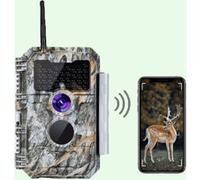 Caméra de Chasse WiFi Bluetooth,64MP et des vidéos HD 1296P,Détection de Mouvement 110°PIR, Protection de Mot de Passe et IP66 Étanche|W600 Cendre de Bois Flotté