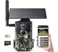 Caméra de chasse WT04, caméra photo 4G alimentée par énergie solaire avec carte SIM et carte SD préinstallées, caméra de chasse externe 2,5K avec panneau solaire, invisible
