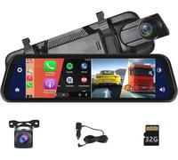 Caméra de recul avec Bluetooth et CarPlay, 9,66 pouces – Caméra HD à vision nocturne pour essieux avant et arrière