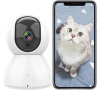 Caméra de sécurité avec résolution FHD 1080p, vision nocturne, détection de mouvement et audio bidirectionnel - Compatible avec Alexa et Google Home