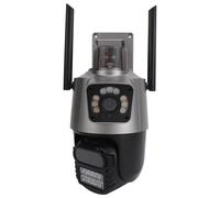Caméra de sécurité d'extérieur sans fil WiFi 2,4 GHz, 2 objectifs, PTZ, détection de mouvement, suivi, vision nocturne, audio bidirectionnel, 110–240 V, prise européenne