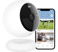 Caméra de sécurité domotique Wennertec 2K avec 16 Go de mémoire interne, utilisation en intérieur et en extérieur, mode vision nocturne, détection de mouvement avec éclairage, compatible avec Amazon A