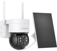 Caméra de sécurité, résolution 4MP, batterie rechargeable 6300mA, connectivité WiFi, vision nocturne infrarouge, panoramique 350° et inclinaison 90