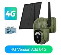 Caméra de sécurité solaire - Caméra de surveillance extérieure 4G/Wi-Fi - 2K HD - 360° - Vision nocturne couleur - Détection de personnes et d'animaux - Carte mémoire 64 Go