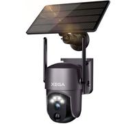 Caméra de sécurité solaire Xega extérieure sans fil 2K PTZ Wi-Fi - Vision nocturne couleur - PIR-AI Détection Humaine
