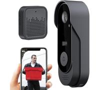 Caméra de sonnette connectée - Caméra de surveillance pour porte - Surveillance de l'entrée - Détection de mouvement par intelligence artificielle - Dimensions : 7 x 5 x 16 cm - Noir