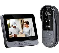 Caméra de sonnette sans fil - Interphone vidéo - Système de sécurité pour la maison - Ne nécessite pas de Wi-Fi - Écran de 43 pouces - Noir