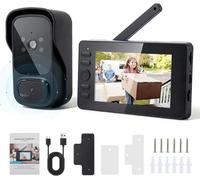 Caméra de sonnette sans fil - Kit de visiophonie - Sécurité domestique - Image HD 1080p - Écran 43 pouces - Noir