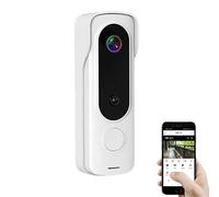 Caméra de Sonnette vidéo, WiFi 1080P avec PIR et Audio bidirectionnel | Vision nocturne, alertes sur téléphone et prise en charge des cartes TF pour une surveillance flexible(white)