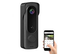 Caméra de Sonnette vidéo, WiFi 1080P avec PIR et Audio bidirectionnel | Vision nocturne, alertes sur téléphone et prise en charge des cartes TF pour une surveillance flexible(black)