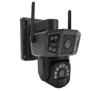 Caméra de surveillance 2 MP, suivi panoramique automatique, double objectif, alimentation par batterie ou panneau solaire, faible consommation d'énergie, étanche IP66