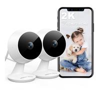 Caméra de Surveillance 2K 3MP Mini WiFi Intérieure/Extérieure IP65, Détection Mouvement/Son, Vision Nocturne, Audio Bidirectionnel, Stockage SD/Cloud, Plug & Play