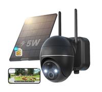 caméra de surveillance 4G LTE Extérieur Batterie avec carte SIM 2K Sans fil Solar PTZ Caméra IP Extérieur Sans WLAN Vision nocturne couleur Détection PIR Audio 2 voies