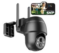 Caméra de surveillance 5 MP pour l'extérieur, sans fil, avec batterie, caméra IP WLAN pour l'extérieur, avec détection intelligente des personnes PIR, vision nocturne en couleur, alarme sonore et lumi