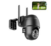 caméra de surveillance 5MP Extérieur Batterie, Sans fil WLAN Caméra IP Extérieur avec Détection de Personne PIR Intelligente Carte TF 32GB