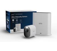 Caméra de surveillance Arlo Ultra 3 4K avec SmartHub, caméra de sécurité IP, intérieur et extérieur, filaire et sans fil, 7,5 m, Amazon Alexa et Google Assistant, danois, allemand, néerlandais, anglai