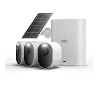 Kit de 3 caméras de sécurité Arlo Ultra 3 + panneau solaire, caméra de sécurité IP, pour l'extérieur, filaire et sans fil, 7,5 m, compatible avec Amazon Alexa et Google Assistant, danois, allemand, né