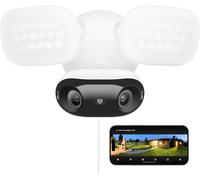 Caméra de surveillance – Caméra extérieure avec double objectif de 16 MP, projecteur de 2800 lumens et vision nocturne en couleur