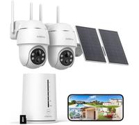 Caméra de Surveillance COOAU 4MP WiFi Solaire - 2 Caméras - Vision 360° - 64 Go Stockage