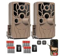 Caméra de surveillance de la faune 4K 48 MP avec application mobile pour la transmission des images, caméra Wi-Fi avec détecteur de mouvement, vision nocturne, grand angle 120°, étanche IP66, lot de 2