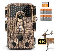 Caméra de surveillance de la faune Usogood 4K 48 MP HD avec détecteur de mouvement et vision nocturne, grand angle 120°, étanche IP66, carte SD de 32 Go et 8 piles AA