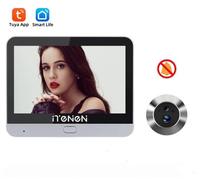 Caméra de surveillance de porte numérique Tuya – Vidéophone – Écran couleur de 10,9 cm – 3 MP – Wi-Fi 2,4 GHz sans fil – Microphone intégré – Argent