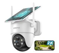 Caméra de surveillance d'extérieur COOAU 2K à batterie, rotation à 360°, connexion Wi-Fi, vision nocturne couleur, alimentation solaire, détecteur de mouvement PIR, stockage sur le cloud ou sur carte 
