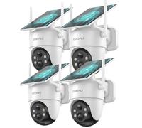 Caméra de surveillance d'extérieur COOAU 2K à batterie, rotation à 360°, Wi-Fi, vision nocturne couleur, alimentation solaire, détecteur de mouvement PIR, stockage sur le cloud/carte TF, 3 pièces