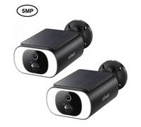 Caméra de surveillance d'extérieur ieGeek 5 MP à batterie avec panneau solaire, caméra de surveillance d'extérieur solaire, surveillance avec projecteur et détection de mouvement PIR, lot de 2